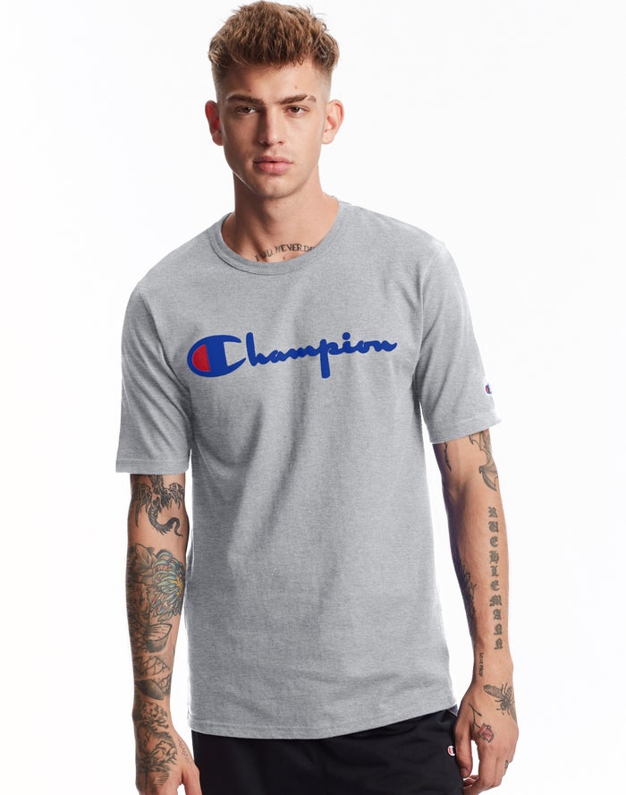 Champion Mens T-Shirt NZ - Heritage Vintage Logo Grey ( 6985-NOFWT )